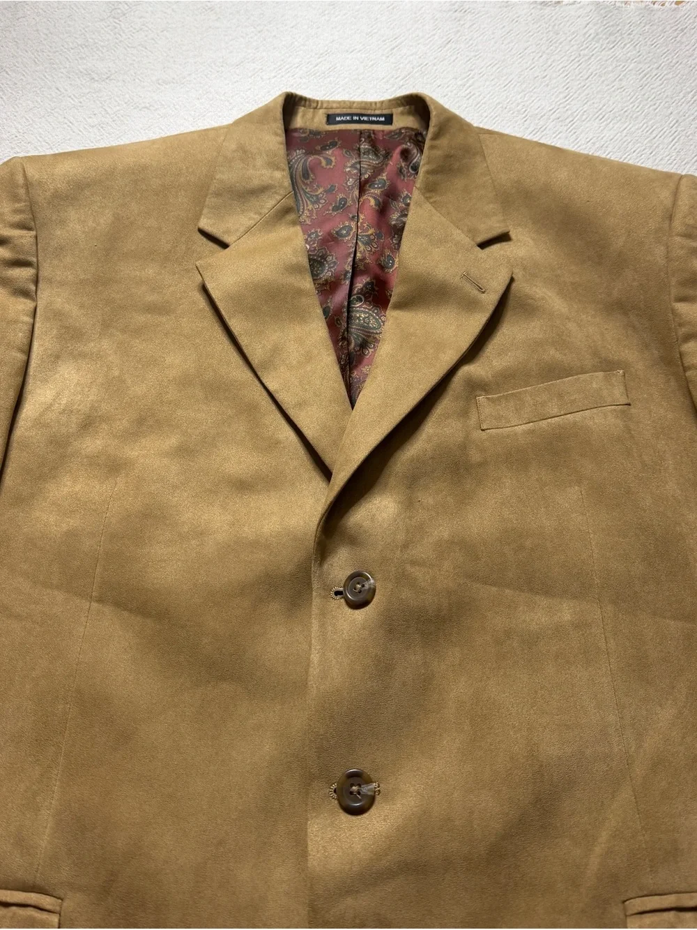 CHAPS Ralph Lauren Faux Suede Khaki Sports Coat 46R Blazer Jacket Fall Western